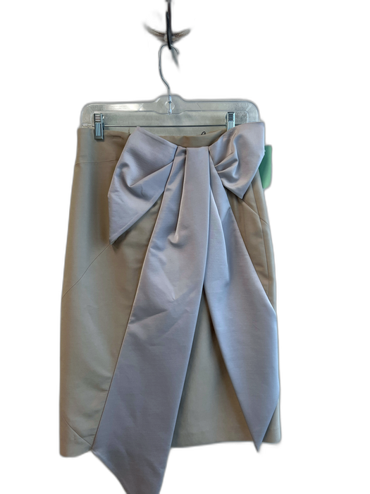 Karen Millen Size 6 Gray Wool Blend Back Zip Bow Detail High Rise Skirt Gray / 6