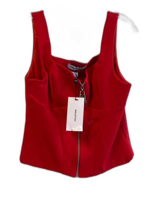 Lanca perfume Size XL Red Viscose Sleeveless solid color Front Zip Cropped Top Red / XL