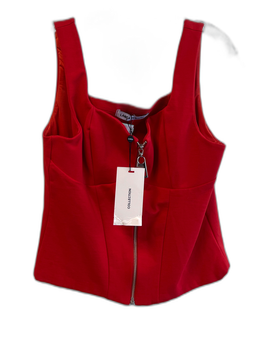 Lanca perfume Size XL Red Viscose Sleeveless solid color Front Zip Cropped Top Red / XL