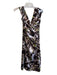 Maggie London Size 8 Brown & Green Polyester Cap Sleeve Floral V Neck Dress Brown & Green / 8