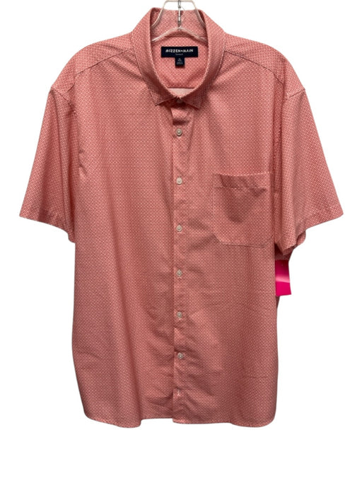Mizzen + Main Size XL Red & White Synthetic Abstract Button Up Short Sleeve Red & White / XL