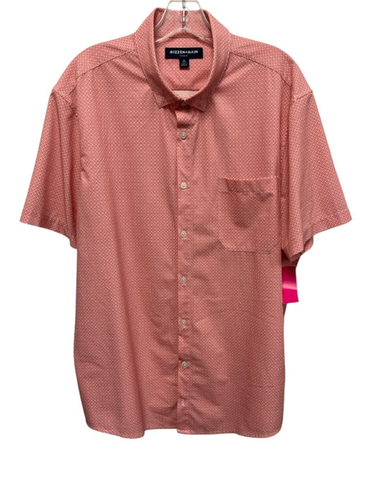 Mizzen + Main Size XL Red & White Synthetic Abstract Button Up Short Sleeve Red & White / XL