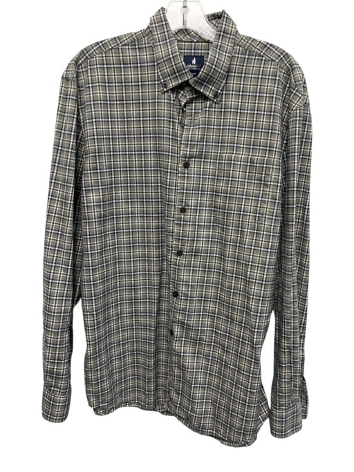 Johnnie O Size L Green & Blue Cotton Blend Plaid Button Up Long Sleeve Shirt Green & Blue / L