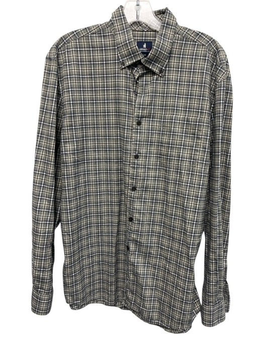 Johnnie O Size L Green & Blue Cotton Blend Plaid Button Up Long Sleeve Shirt Green & Blue / L