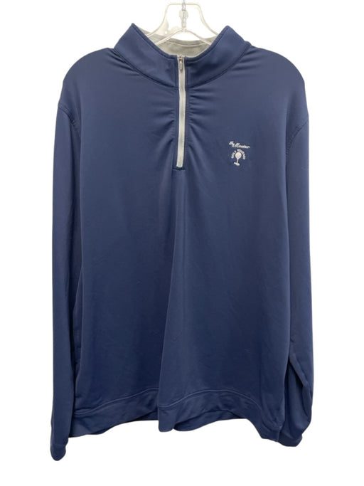 Peter Millar Size XL Blue Synthetic Solid Athleisure Men's Long Sleeve Shirt Blue / XL