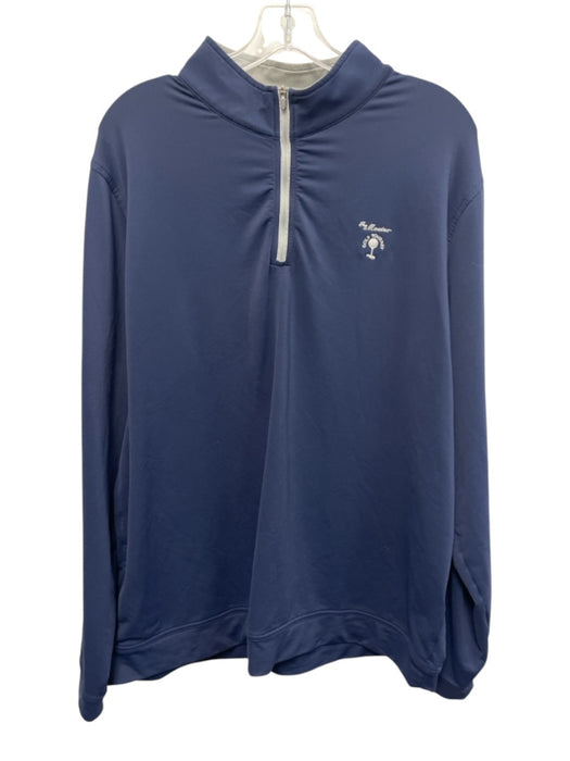 Peter Millar Size XL Blue Synthetic Solid Athleisure Men's Long Sleeve Shirt Blue / XL