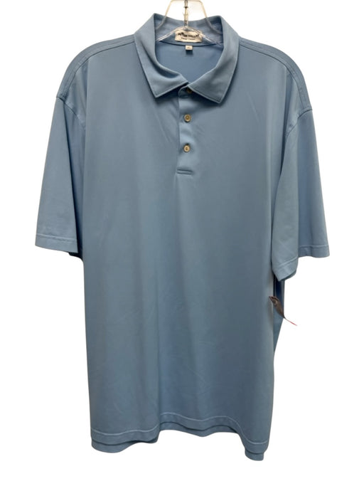 Peter Millar Size XL Blue Synthetic Solid Athletic Polo Men's Long Sleeve Shirt Blue / XL