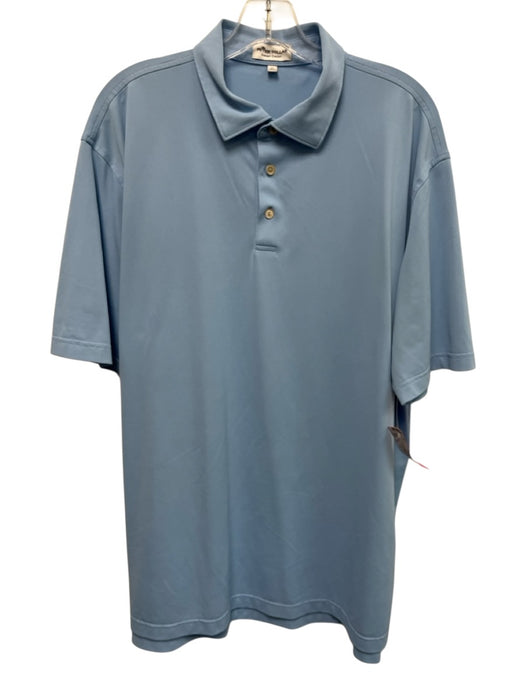 Peter Millar Size XL Blue Synthetic Solid Athletic Polo Men's Long Sleeve Shirt Blue / XL