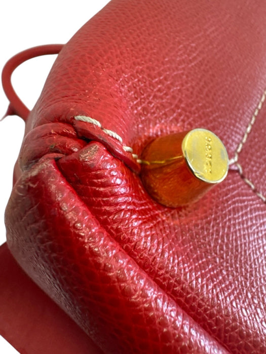 Loewe Red Leather Side Pockets Zip Top Travel Bag Duffle Bag Red