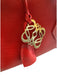Loewe Red Leather Side Pockets Zip Top Travel Bag Duffle Bag Red
