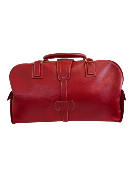 Loewe Red Leather Side Pockets Zip Top Travel Bag Duffle Bag Red