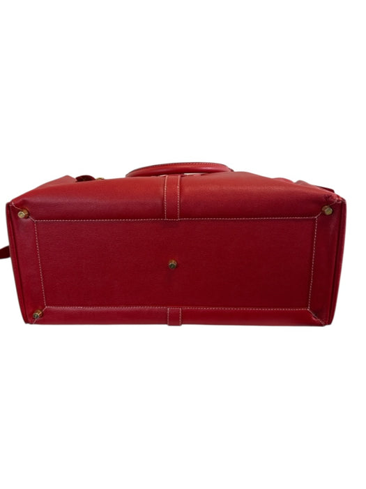 Loewe Red Leather Side Pockets Zip Top Travel Bag Duffle Bag Red