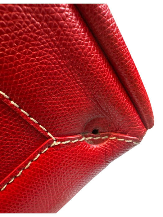 Loewe Red Leather Side Pockets Zip Top Travel Bag Duffle Bag Red
