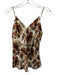 Cami NYC Size S White, Brown & Green Silk Abstract Botanical Print V Neck Top White, Brown & Green / S