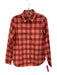 Burberry Size 4 Pink Red & Gray Cotton Plaid Long Sleeve Button Up Shirt Top Pink Red & Gray / 4