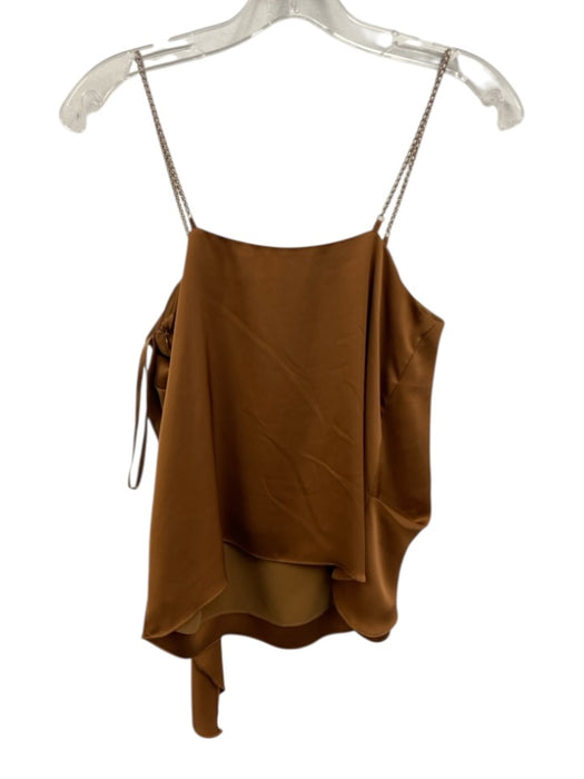 Ramy Brook Size XS Brown Polyester Chain Straps Drape Detail Satin Tank Top Brown / XS