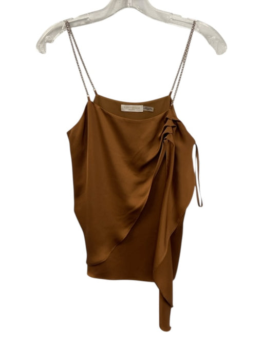 Ramy Brook Size XS Brown Polyester Chain Straps Drape Detail Satin Tank Top Brown / XS