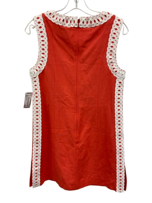 Lilly Pulitzer Size 2 Coral Orange & White Viscose Blend Sleeveless Shift Dress Coral Orange & White / 2
