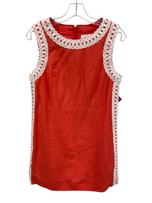 Lilly Pulitzer Size 2 Coral Orange & White Viscose Blend Sleeveless Shift Dress Coral Orange & White / 2