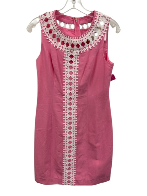 Lilly Pulitzer Size 2 Pink & White Viscose Blend Sleeveless Paneled Shift Dress Pink & White / 2
