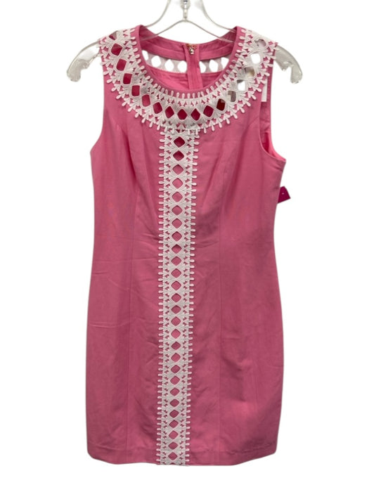 Lilly Pulitzer Size 2 Pink & White Viscose Blend Sleeveless Paneled Shift Dress — Labels Resale Boutique