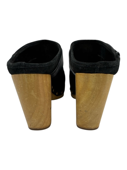 Veronica Beard Shoe Size 7 Black & Beige Leather Upper Suede Buckle Detail Mules Black & Beige / 7
