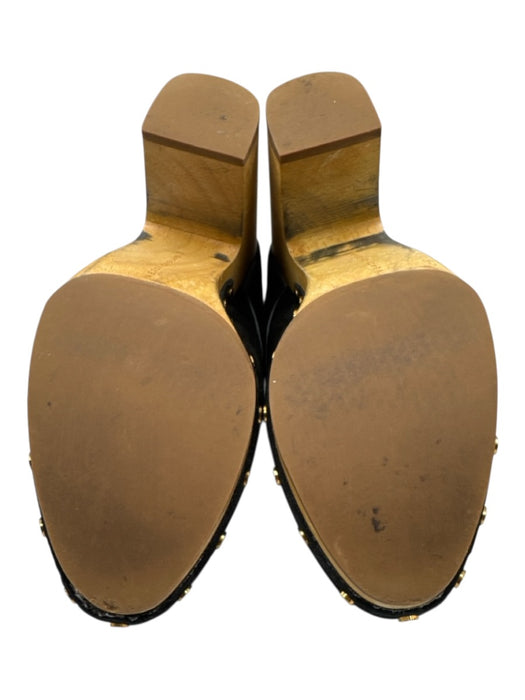 Veronica Beard Shoe Size 7 Black & Beige Leather Upper Suede Buckle Detail Mules Black & Beige / 7