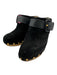 Veronica Beard Shoe Size 7 Black & Beige Leather Upper Suede Buckle Detail Mules Black & Beige / 7