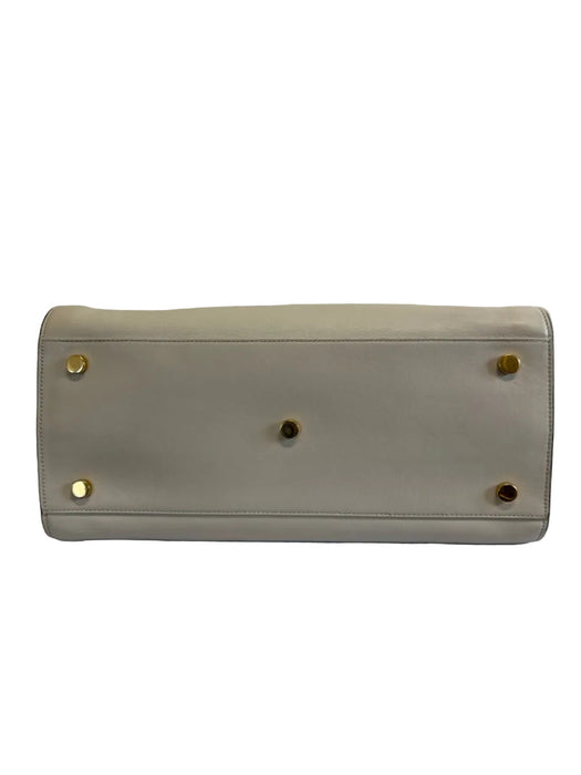 Saint Laurent White & Black Leather Top Handle Color Block Crossbody Strap Bag
