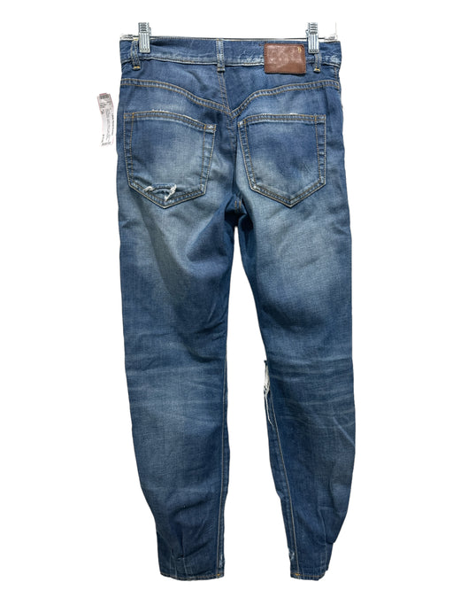 R13 Size 26 Med Wash Cotton Blend High Waist Distressed Skinny 5 Pocket Jeans Med Wash / 26