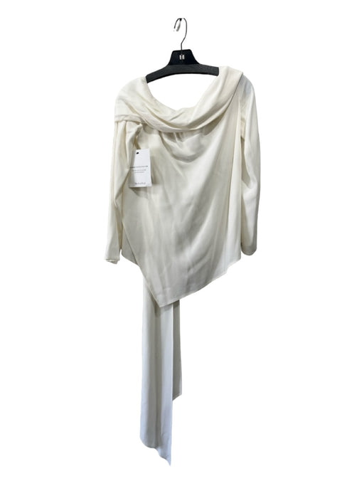 Sies Marjan Size 4 White Silk Off Shoulder Asymmetric Hem Long Sleeve Top White / 4