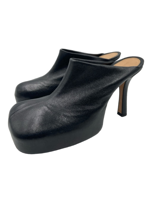 Bottega Veneta Shoe Size 37 Black Leather Square Round Toe Open Heel Pumps Black / 37