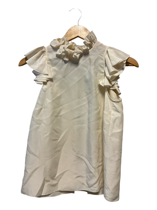 Rochas Size 38 Cream Silk ruffles Back Buttons Top Cream / 38