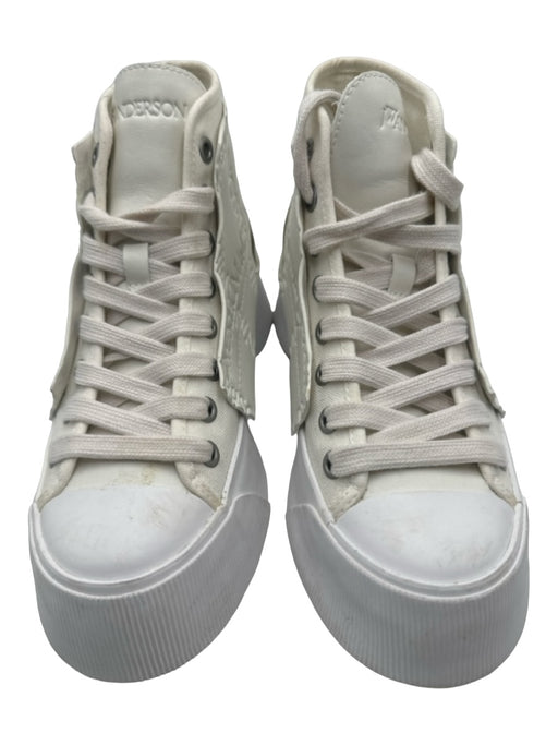 JW Anderson Shoe Size 37 White Leather High Top lace up Platform Logo Sneakers White / 37