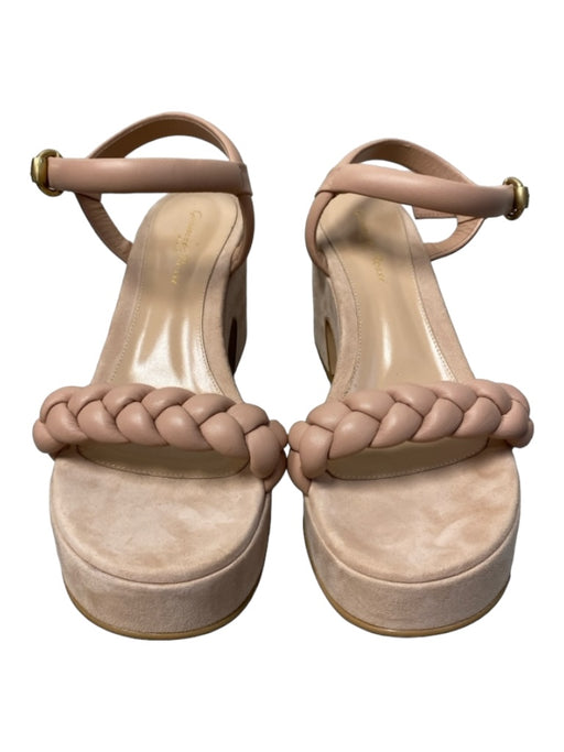 Gianvito Rossi Shoe Size 7.5 Mauve Leather Block Heel Ankle Strap Open Toe Shoes Mauve / 7.5