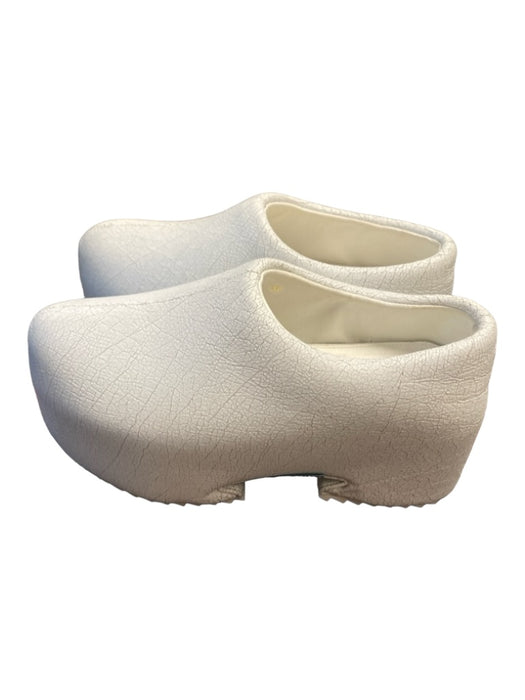 Yume Yume Shoe Size 37 White Leather Platform Round Toe Crackled Clog Shoes White / 37