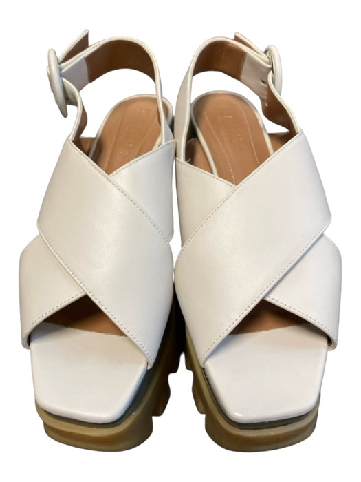 Marni Shoe Size 37 White, Grey, & Tan Leather Platform Buckle Ankle Shoes White, Grey, & Tan / 37