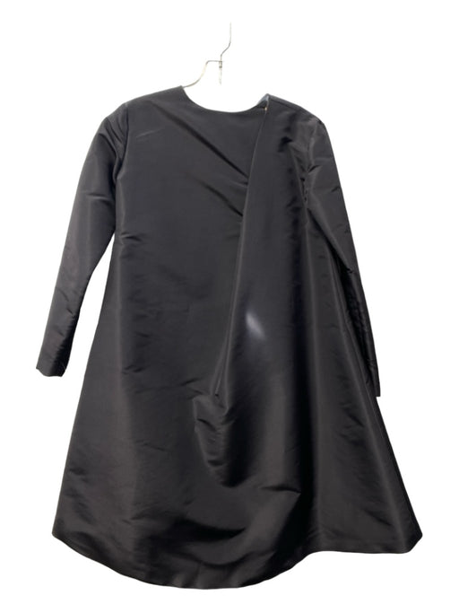 Katie Ermilio Size 0 Black Cotton Long Sleeve Round Neck Back Snap A line Dress Black / 0