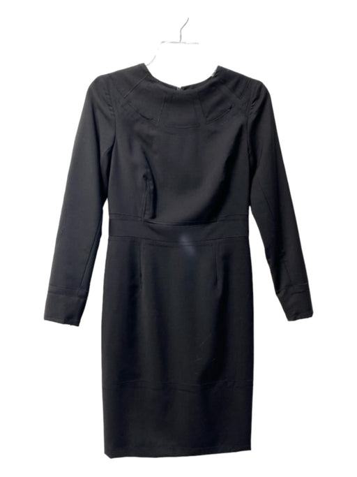 Proenza Schouler Size 4 Black Wool & Silk Long Sleeve Round Neck Dress Black / 4