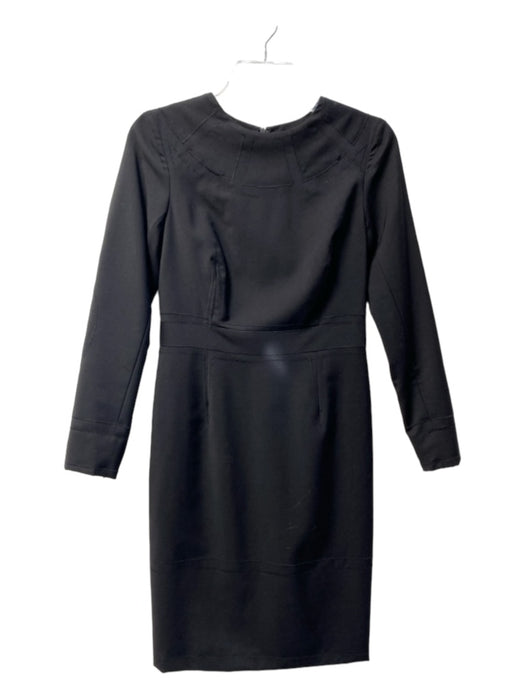 Proenza Schouler Size 4 Black Wool & Silk Long Sleeve Round Neck Dress Black / 4