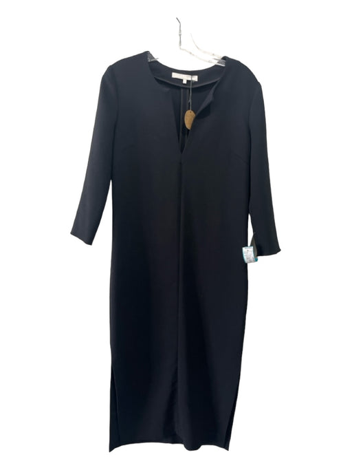 Apiece Apart Size 2 Black Polyester Blend V Neck Long Sleeve Shift Midi Dress Black / 2