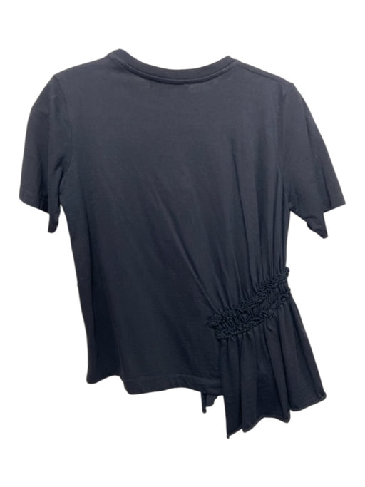 Simone Rocha Size XS Black Cotton Short Sleeve Ruffles Crew Neck Top Black / XS