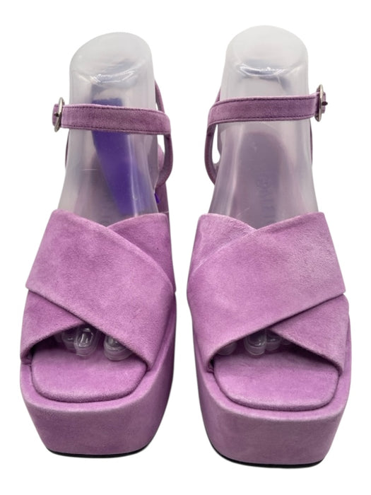 Nodaleto Shoe Size 37 Lilac Purple Suede Square Toe Platform Ankle Strap Sandals Lilac Purple / 37