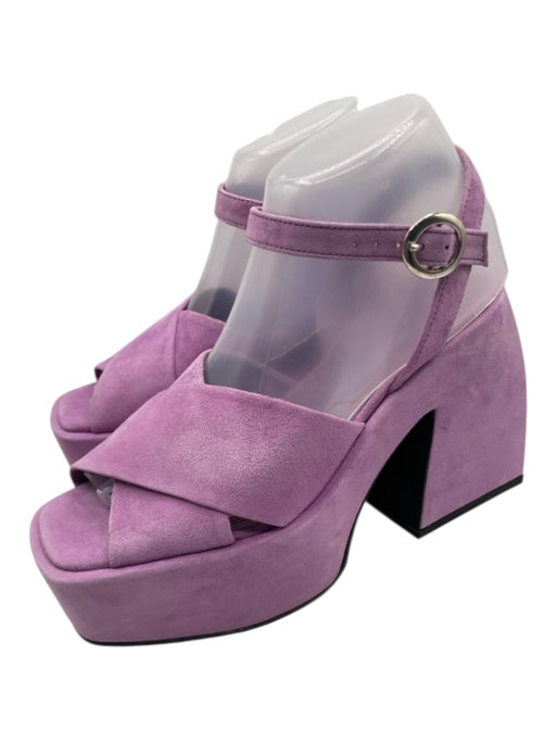 Nodaleto Shoe Size 37 Lilac Purple Suede Square Toe Platform Ankle Strap Sandals Lilac Purple / 37