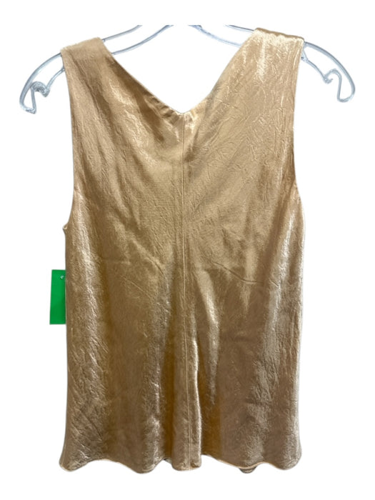 The Row Size Small Pale Gold Cupro & Cotton Sleeveless V Neck Front Seam Top Pale Gold / Small