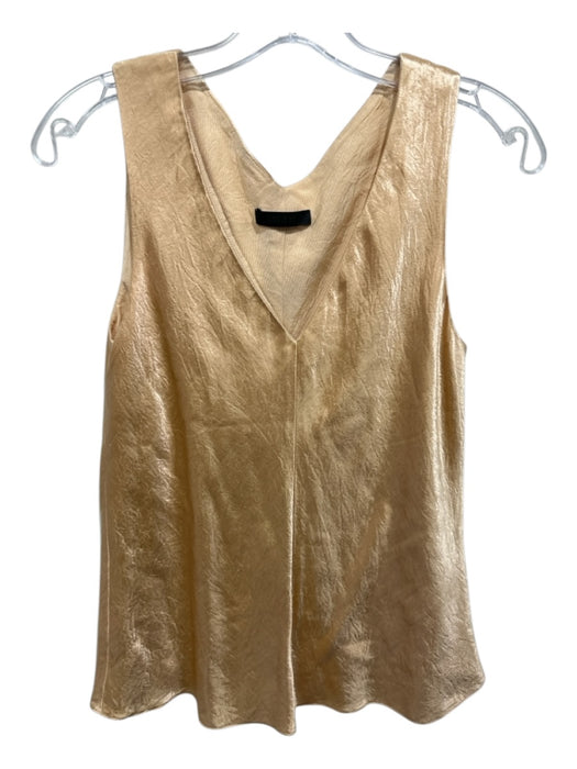 The Row Size Small Pale Gold Cupro & Cotton Sleeveless V Neck Front Seam Top Pale Gold / Small