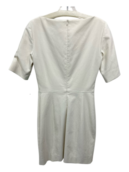 The Row Size 4 Cream White Cotton & Silk Short Sleeve seam detail Zip Back Dress Cream White / 4