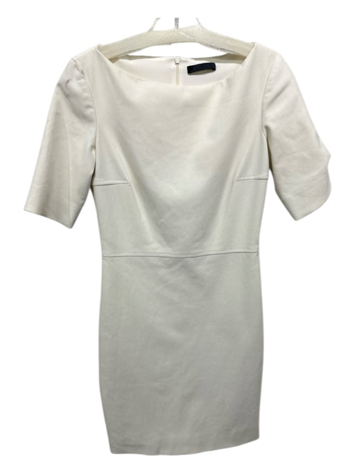 The Row Size 4 Cream White Cotton & Silk Short Sleeve seam detail Zip Back Dress Cream White / 4
