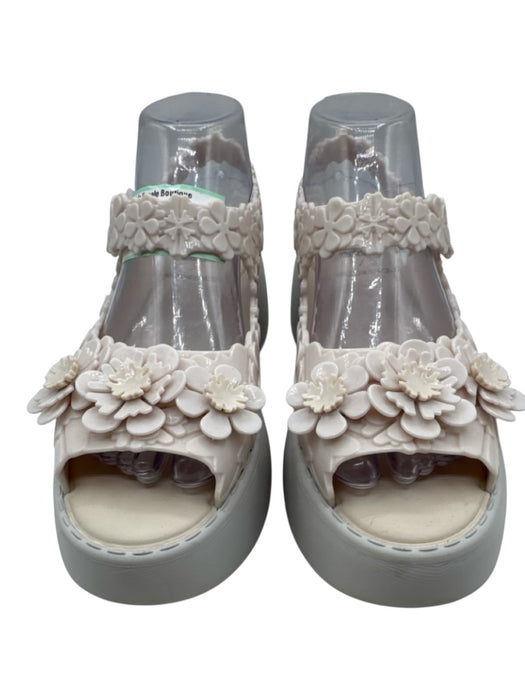 Melissa Shoe Size 7 Cream & Blush Rubber Jelly Floral Applique Platform Sandals Cream & Blush / 7