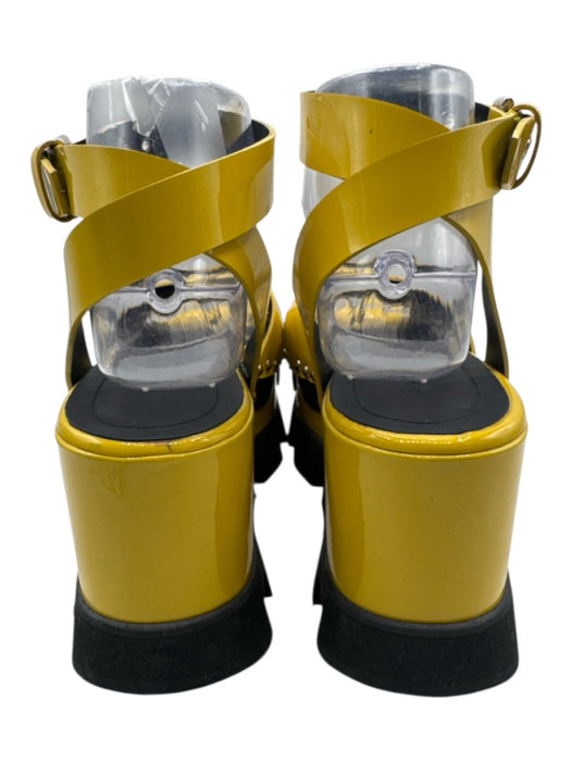 Nostrasantissima Shoe Size 37 Yellow Patent Leather Foam Sole Platform Sandals Yellow / 37